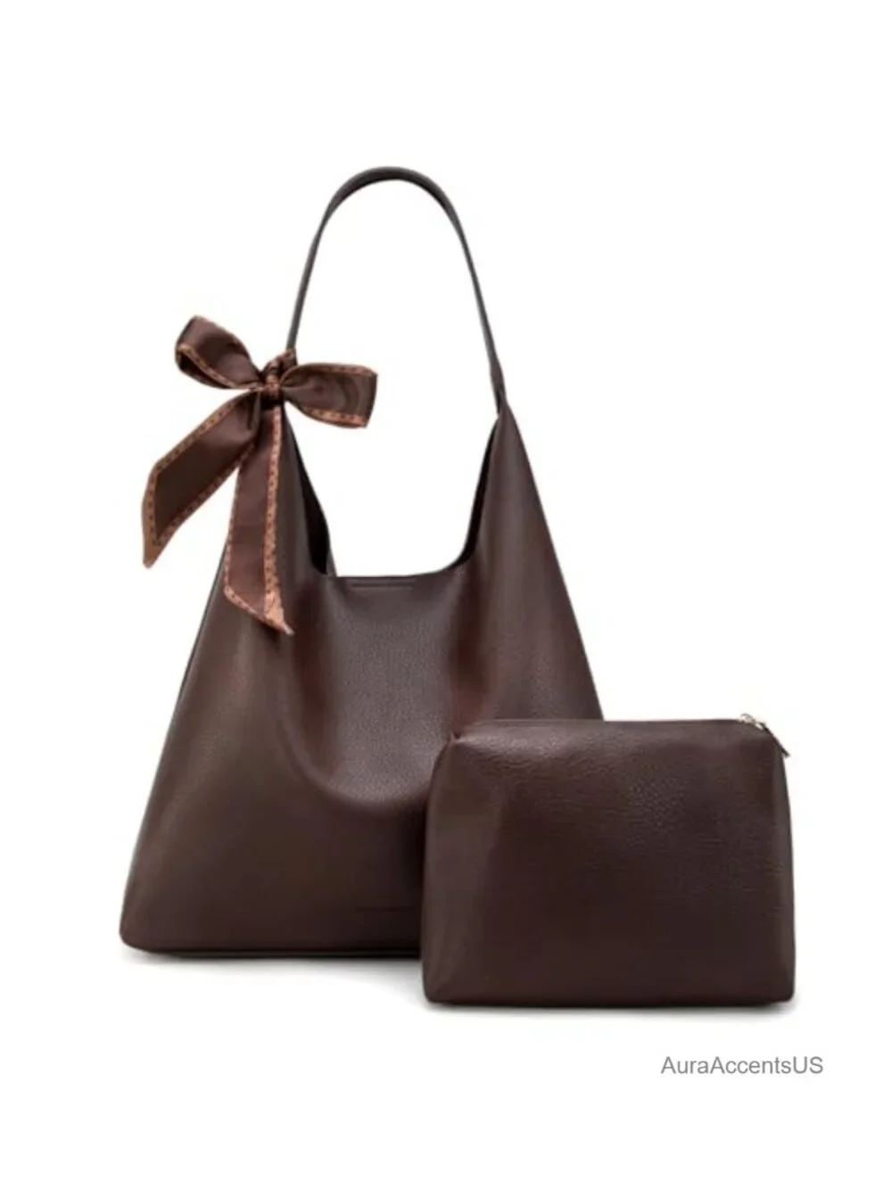 Slouchy Hobo Bag for Women Shoulder Purses with Scarf Faux Leather